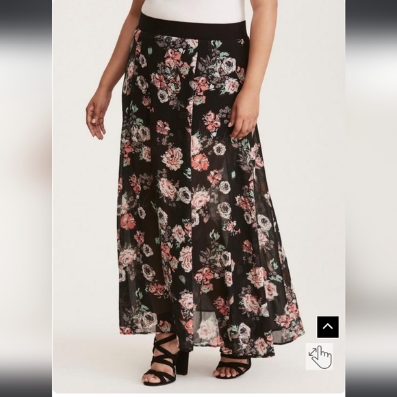 Plus Size 2X Torrid Maxi Chiffon High Waisted long Skirt Floral pretty spring! - Picture 2 of 4